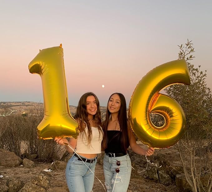 15 Balloons Number, 40 Inch 15th Birthday Decorations for 1 5 15 51, Gold Big Foil Number Balloons for Wedding Store Anniversary Party Supplies