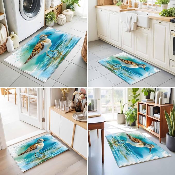Area Rug 2x3ft, Natural Lake Bird Water Reflection Washable Rugs for Living Room Bedroom, Animal Splatter Art Soft Non-Slip Area Rugs Rectangle Floor Carpet for Dining Room