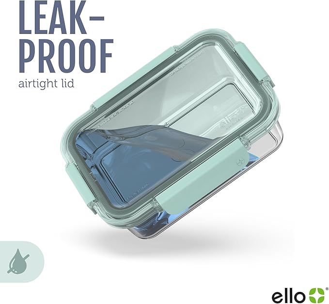 Ello Color Lock 3.4 Cup 10PC, 5 Pack Glass Meal Prep Sets Leak-Proof Glass Food Storage Containers with Airtight BPA-Free Plastic Lids, Dishwasher, Microwave, and Freezer Safe, Purple Rain
