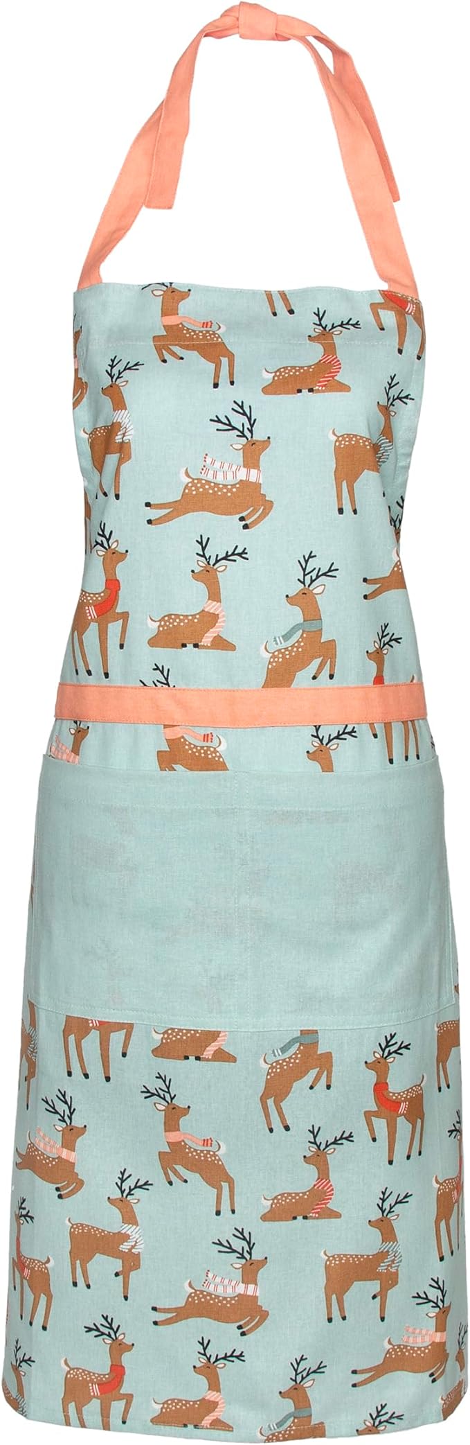 Boston International Apron with Front Pocket Premium Cotton Kitchen Cooking Baking Chef Gifts Aprons, One Size Fits Most, Dancing Deer
