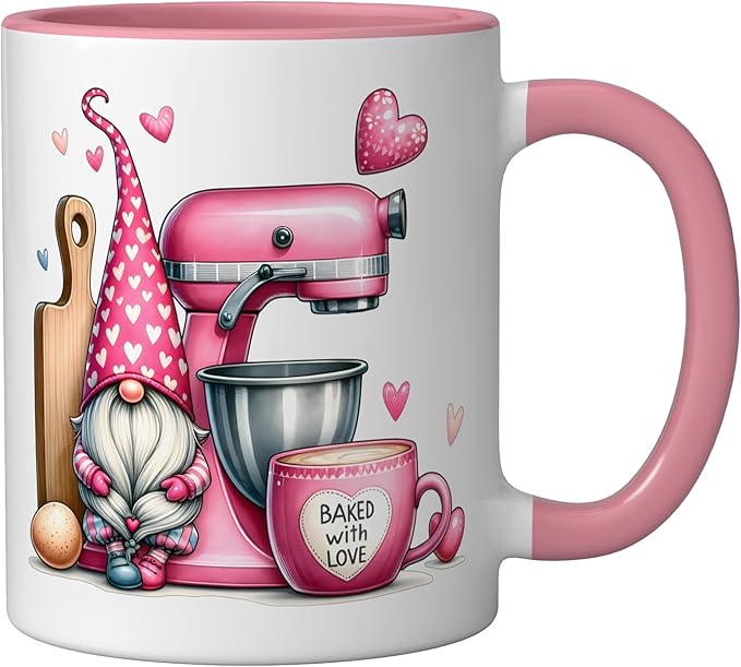 Baker Cute Baking Pastry Chef Bake Love Bakery Owner Ceramic Mug, Pink/White