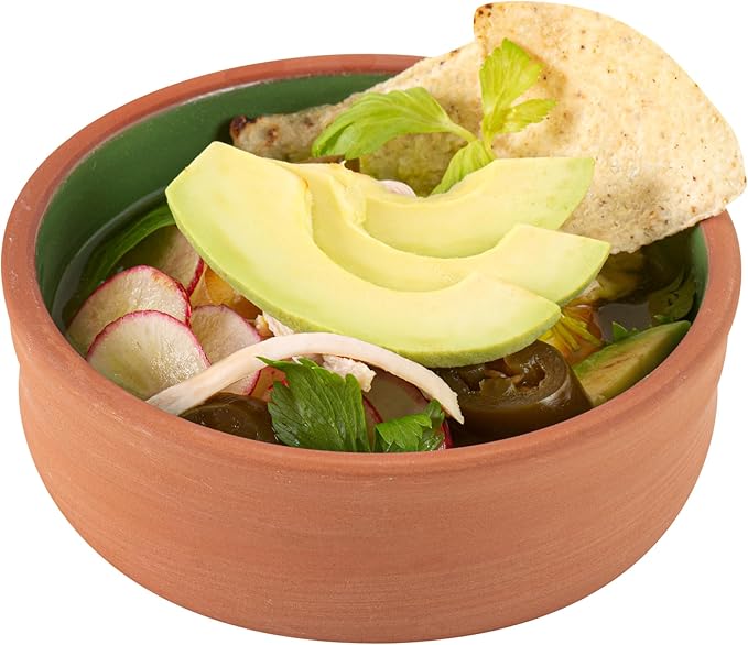 Restaurantware-Terra Tek 6.8 Ounce Terracotta Cazuelas, 2 Green Glazed Clay Pots For Cooking - Oven-Ready, Microwavable, Terracotta Serving Pots, Dishwashable, For Cooking And Serving