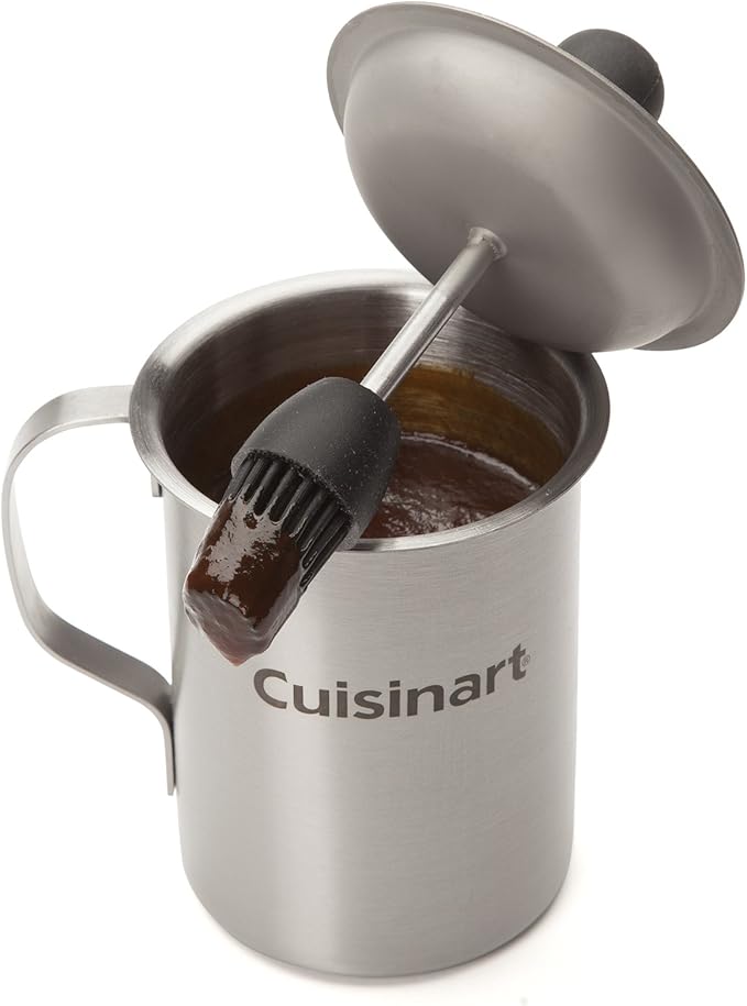 Cuisinart Sauce Pot and Basting Brush Set, 16 oz. Stainless Steel Grill Accessory with Silicone Basting Brush for Cooking & BBQ, Easy to Clean BBQ Accessories for Smoking and Grilling