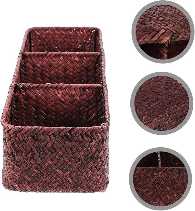 CHILDWEET Sturdy Seagrass Basket Handles Wicker Storage Basket for Home Organizing