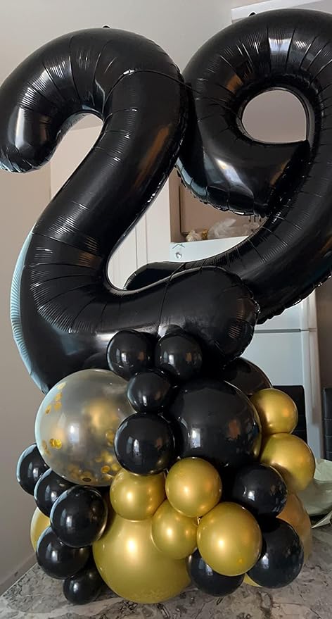 Number Balloons 40 Inch, Black 29 Balloon Numbers for Women Men 29th Birthday Party Supplies Anniversaries Graduation, Photo Prop Decoration
