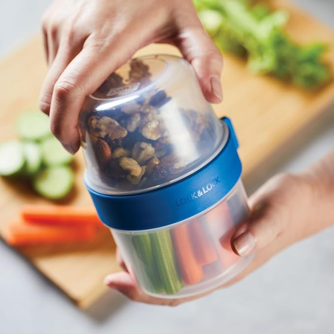 LOCK & LOCK LocknLock Easy Essentials Twist Two Way Food Storage Container, BPA-Free/Dishwasher Safe, 10-Piece Set, Clear