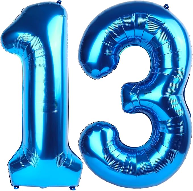 13 Balloon Number for Boys Girls, 40 Inch Number Balloons, Dark Blue Ballons Decoration for 13 31 Birthday Party, Wedding Anniversaries, Graduation