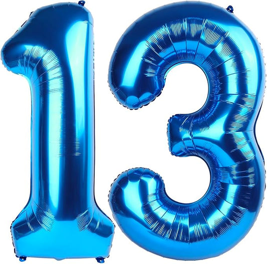 13 Balloon Number for Boys Girls, 40 Inch Number Balloons, Dark Blue Ballons Decoration for 13 31 Birthday Party, Wedding Anniversaries, Graduation