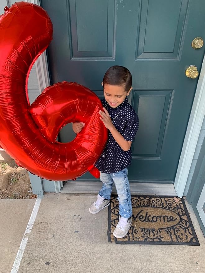 Number 6 Balloon 40 Inch, 6 7 Six Seven Birthday Decorations, 6th Birthday Balloon for Men Women, Red 16 60 61 65 Numbers Balloons Graduations Anniversary Supplies