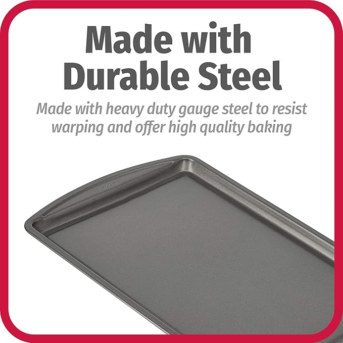 GoodCook Everyday Baking Sheet with Carbon Steel Construction & Scratch-Resistant Metal-Utensil Safe Nonstick , 9 x 13-Inch