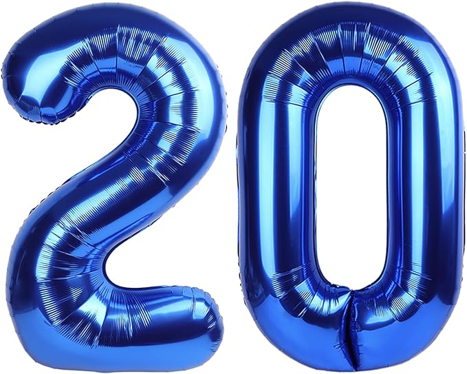 20 Balloons Number, 20th Birthday Decorations for Women Men, Numbers 20 Balloons 40 In Dark Blue Birthday Party Decorations for Wedding, Celebration Party, Graduations