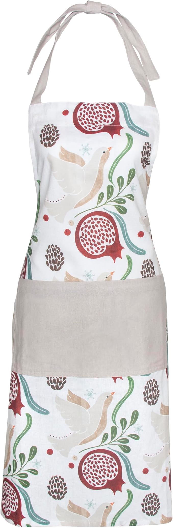 Boston International Apron with Front Pocket Premium Cotton Kitchen Cooking Baking Chef Gifts Aprons, One Size Fits Most, Winter Berry