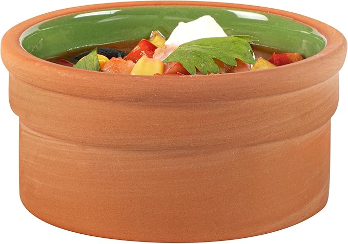 Restaurantware Terracotta Cazuela Bowls 2 Pack of 5 oz Durable Rustic Serving Dish Glazed Oven-Safe Bowl Freezer-Safe Tapas Dish Microwave-Safe Dishwasher-Safe