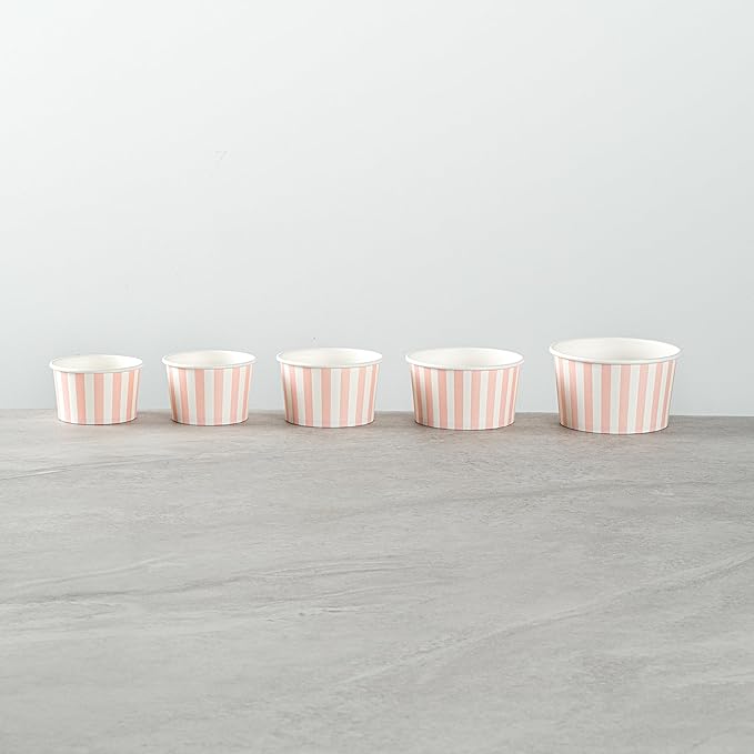Coppetta 4 Ounce Dessert Cups, 50 Disposable Ice Cream Cups - Lids Sold Separately, Heavy-Duty, Pink And White Paper Frozen Yogurt Bowls, For Hot And Cold Foods - Restaurantware