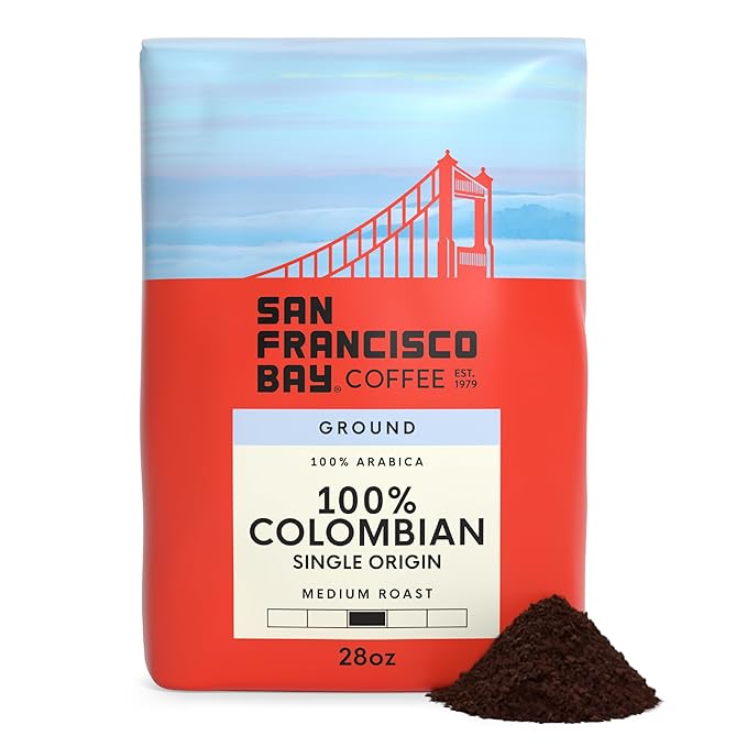 San Francisco Bay Ground Coffee, 100% Columbian (28 oz Bag), Medium Roast Coffee