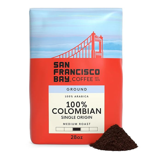 San Francisco Bay Ground Coffee, 100% Columbian (28 oz Bag), Medium Roast Coffee
