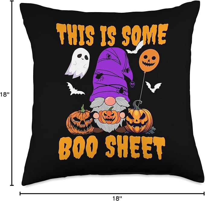 Cute Gnomes.This Is Some Boo Sheet Halloween pumpkins ghosts Throw Pillow