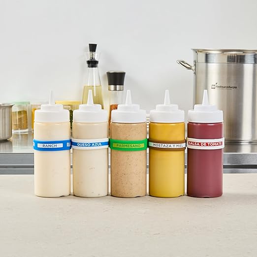Restaurantware Silicone Squeeze Bottle Band 10 Count 2.75 Inch Dishwasher Safe Condiment Identification Band, Parmesan Green Non-Slip Label Band for Condiment Labeling at Restaurants, Food Trucks