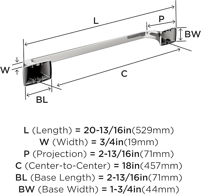 Amerock BH3601326 | Chrome Towel Bar | 18 in (457 mm) Towel Rack | Highland Ridge | Bathroom Towel Holder | Bathroom Hardware | Bath Accessories