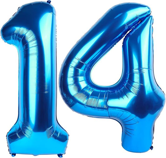 Number 14 Balloon, 40 Inch Number Balloons, Dark Blue Baloon Number for 14th Girl Boy Birthday Celebration Party Supplies