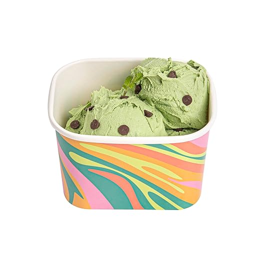 Coppetta 12 Ounce Dessert Cups, 200 Greaseproof Ice Cream Cups - Lids Sold Separately, For Hot And Cold Foods, Psychedelic Sunrise Paper Yogurt Bowls, Disposable, Sturdy - Restaurantware