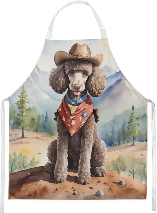 Caroline's Treasures Poodle Cowboy Welcome Apron Cooking Kitchen Server Baking Crafts Gardening for Adult Women Men, Unisex, Large, Multicolor