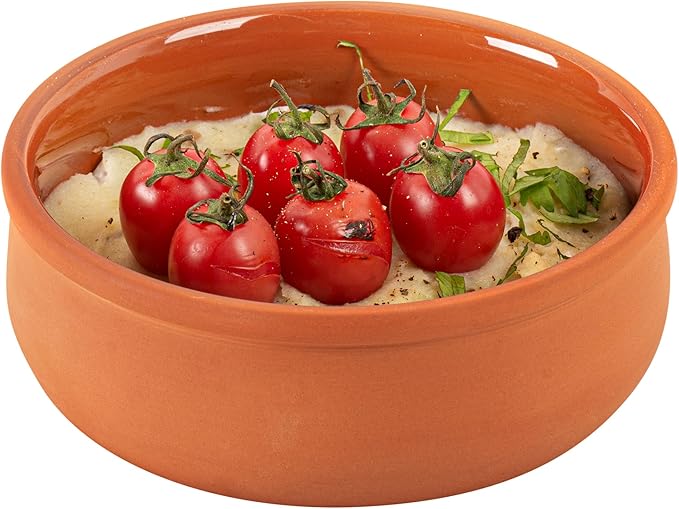 Restaurantware-Terra Tek 17 Ounce Terracotta Cazuelas, 2 Brown Glazed Clay Pots For Cooking - Oven-Ready, Microwavable, Terracotta Serving Pots, Dishwashable, For Cooking And Serving