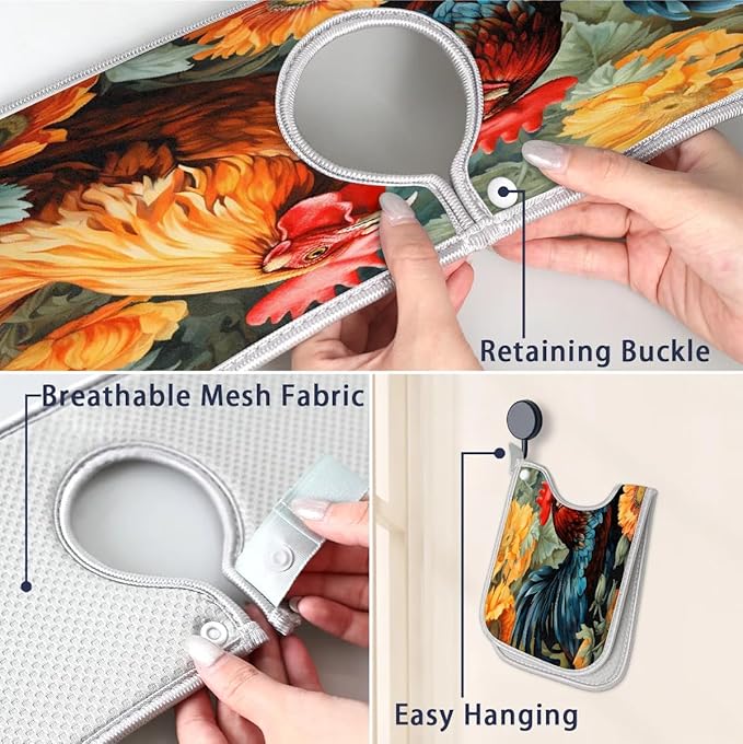 Farmhouse Vintage Rooster Sink Mat for Kitchen Faucet Absorbent Microfiber Faucet Mat Washable Sink Water Splash Guard Drip Catcher for Faucet