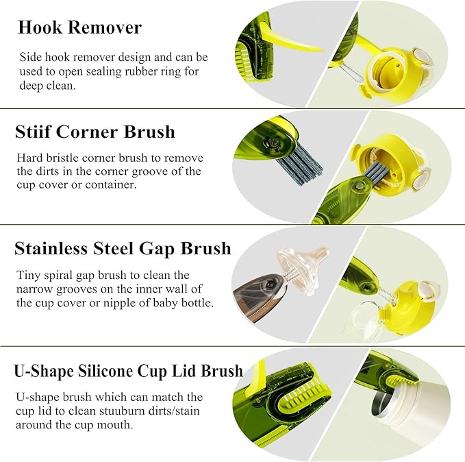 4in1 Multifunctional Cleaning Brush Set, 1pc Bright Grey, Plastic
