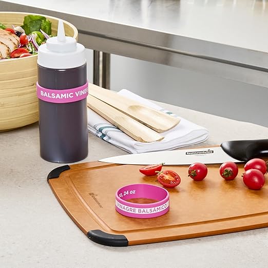 Restaurantware Silicone Squeeze Bottle Band 10 Count 2.75 Inch Dishwasher Safe Condiment Identification Band, Balsamic Vinegar Purple Non-Slip Band for Condiment Labeling at Restaurants, Food Trucks