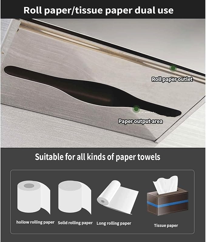 Commercial Stainless Steel Paper Towel Dispenser Wall Mount Napkin Hand Towel Dispenser with Storage Double-Layer Toilet Tissue Holder for Kitchen Bathroom Restroom