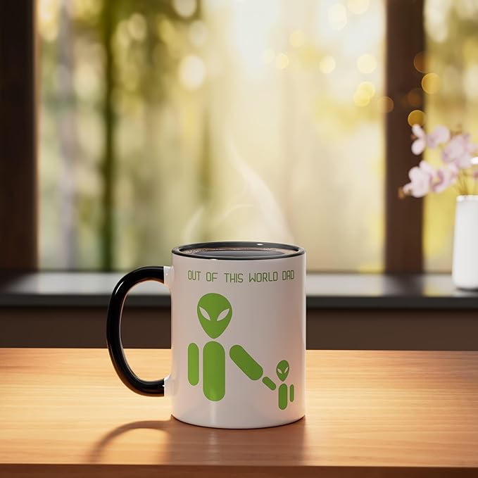 Out of This World Dad (with Space Aliens) Ceramic Mug, Black/White