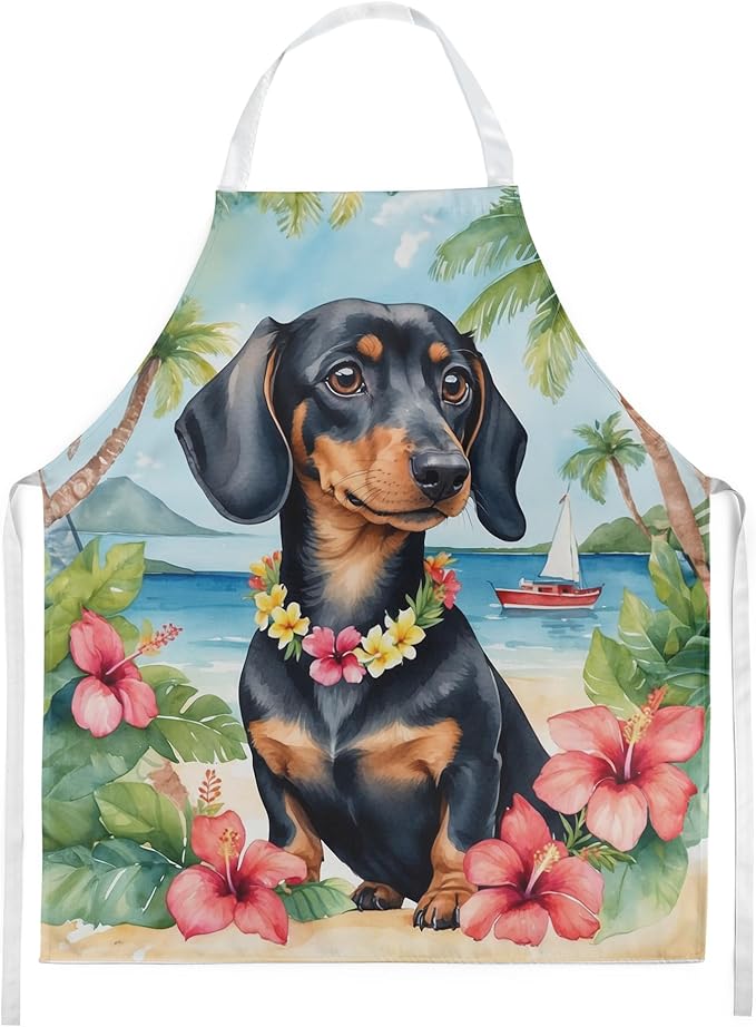 Caroline's Treasures Dachshund Luau Apron Cooking Kitchen Server Baking Crafts Gardening for Adult Women Men, Unisex, Large, Multicolor
