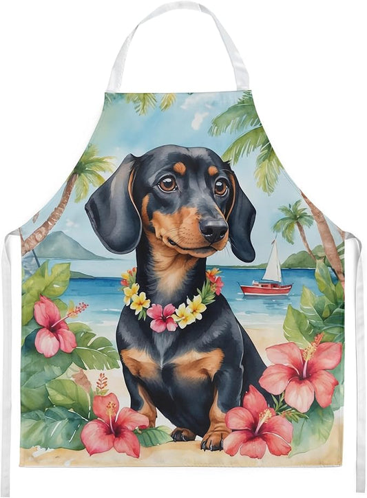 Caroline's Treasures Dachshund Luau Apron Cooking Kitchen Server Baking Crafts Gardening for Adult Women Men, Unisex, Large, Multicolor