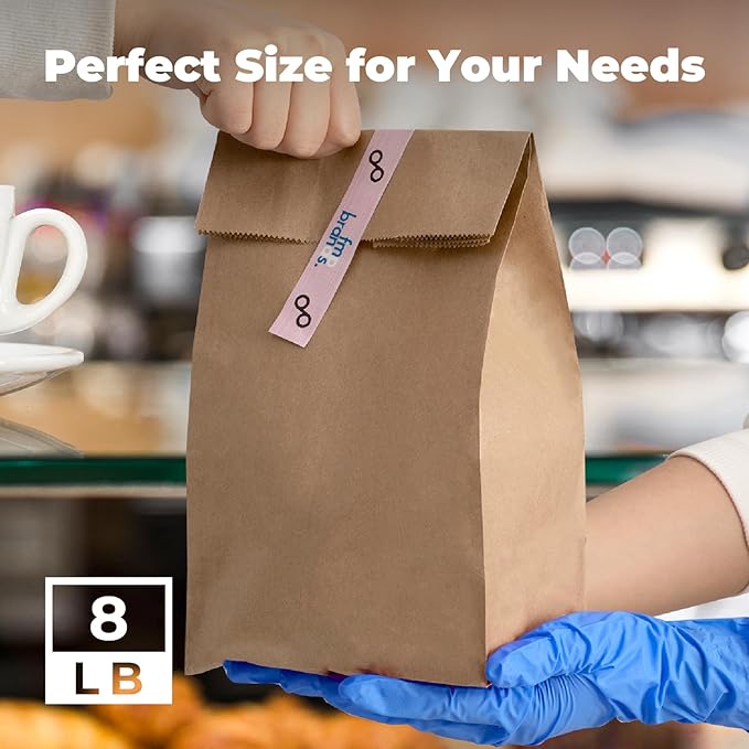 FMP Brands 200 Pack 8 lb Brown Paper Lunch Bags, 12.4 x 6 x 4" Premium Kraft Paper Bags Bulk for Small Business, Recyclable Snack Sacks, Durable Grocery Bag for Food Storage, Packing