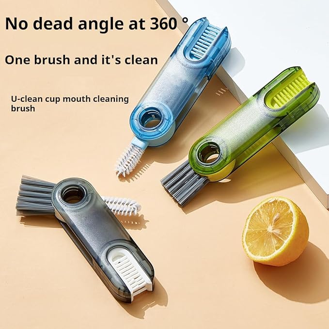 3-in-1 Cup Lid Cleaning Brush(3Pcs, Blue)-Multifunctional Bottle Gap Cleaner Tool for Water Bottle, Lid Crevice, and Hard-to-Reach Spaces
