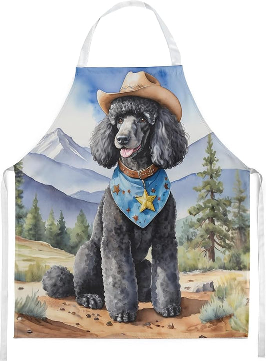 Caroline's Treasures Black Poodle Cowboy Welcome Apron Cooking Kitchen Server Baking Crafts Gardening for Adult Women Men, Unisex, Large, Multicolor
