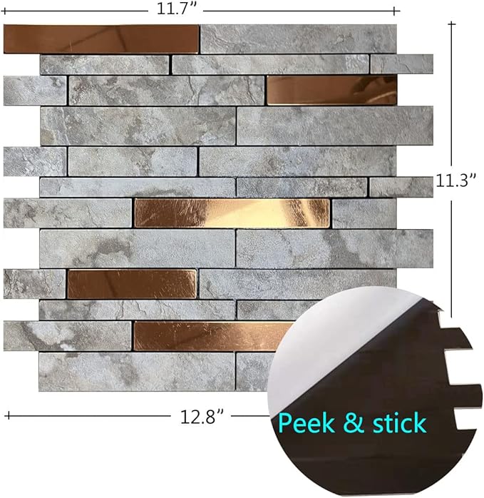 Weimeisc 10 Sheets Peel and Stick Backsplash Tile for Kitchen, Self-Adhesive Mosaic Tile, Stick on Bathroom Vanities，Fireplace Décor, Laundry Table(11.25" X 12.7") (Ink Light Coffee)