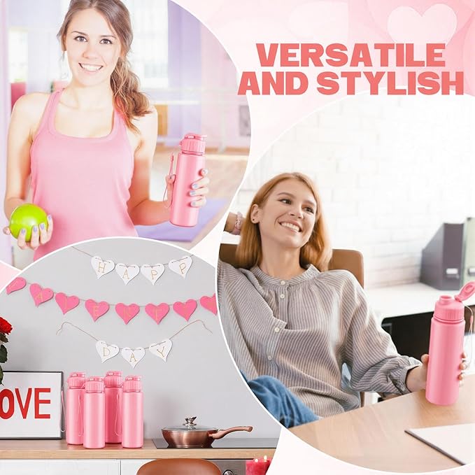 Mifoci 20 Pieces Water Bottle Bulk 17 oz Plastic Water Bottles Bulk Gym Sports Adults Reusable Large Bottles with Leak Proof Flip Top for Party Outdoor (Solid Pink)