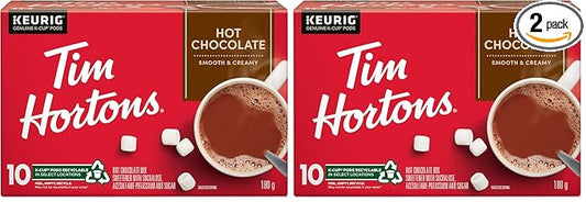 Tim Hortons Original Hot Chocolate, Single Serve Keurig K-Cup Pods, 10 Count (Pack of 2)