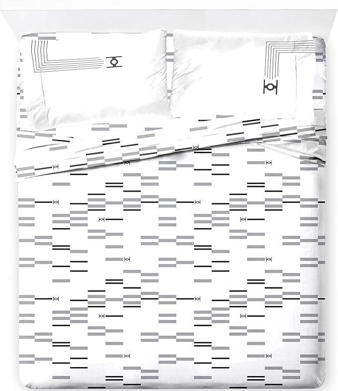 Jay Franco Sheet Set with Fitted, Flat Sheets & Pillow Cover - Ultra-Soft Bedding with Pillowcase for Room Decor, White - Star Wars, 4 Piece Queen