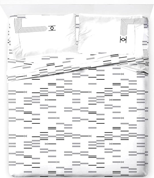 Jay Franco Sheet Set with Fitted, Flat Sheets & Pillow Cover - Ultra-Soft Bedding with Pillowcase for Room Decor, White - Star Wars, 4 Piece Queen