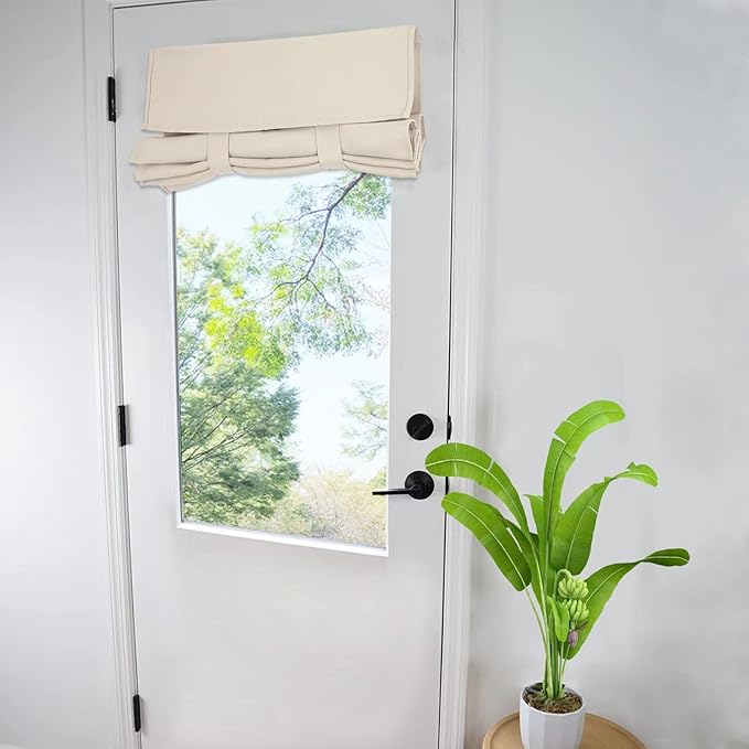 WdFour French Door Curtain - Blackout Thermal Insulated Door & Window Cover for Front/Side Doors - Noise Reducing & Energy Saving - Oatmeal, 30x40 Inches, 1 Panel