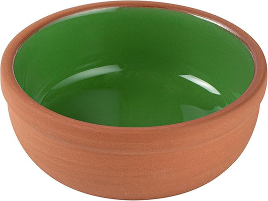 Restaurantware-Terra Tek 5.1 Ounce Terracotta Cazuelas, 2 Green Glazed Clay Pots For Cooking - Oven-Ready, Microwavable, Terracotta Serving Pots, Dishwashable, For Cooking And Serving