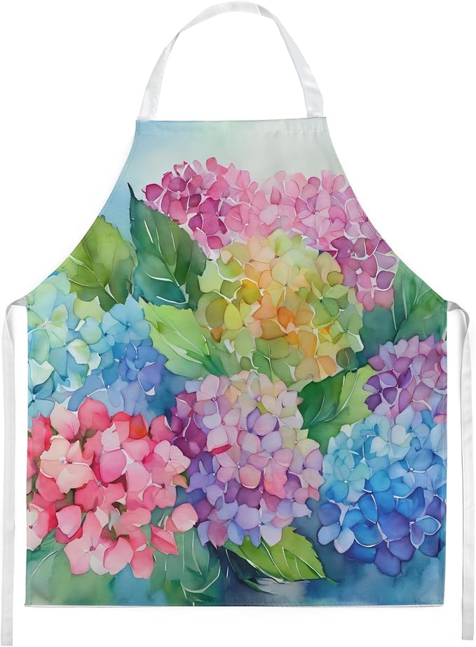 Caroline's Treasures Hydrangeas in Watercolor Apron Cooking Kitchen Server Baking Crafts Gardening for Adult Women Men, Unisex, Large, Multicolor
