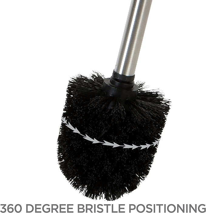 Bath Bliss Toilet Brush and Holder | Self Closing Lid | 360 Degree Brush Head | Bathroom Cleaning | Compact Size | Storage and Organization | Terrazzo grey with pink speckles