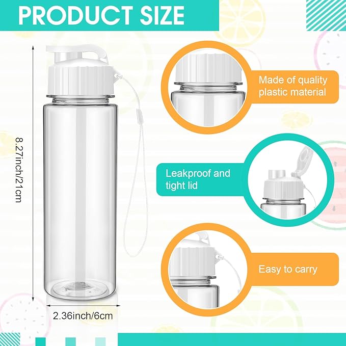 Mifoci 20 Pieces Water Bottle Bulk 17 oz Plastic Water Bottles Bulk Gym Sports Adults Reusable Large Bottles with Leak Proof Flip Top for Party Outdoor (White)