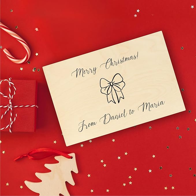 Creative Deco Personalized Wooden Storage Box Christmas Box | 11.8x7.87x5.51in (+-0.5) | Garland | Hinged Lid Handle Engraving | Unpainted Gift Box | Rough UNSANDED Keepsake Memory Souvenir Chest