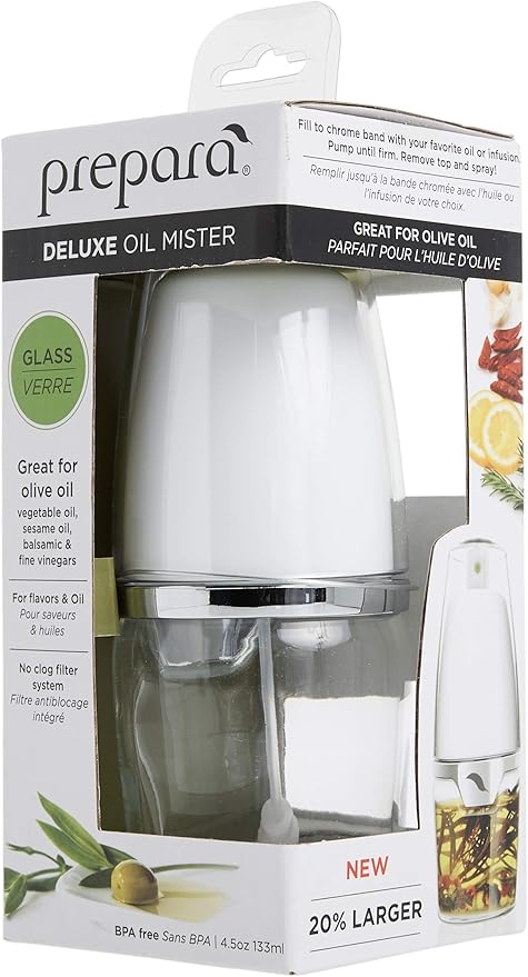 Prepara Deluxe Oil Mister, Chrome Band, White/Chrome