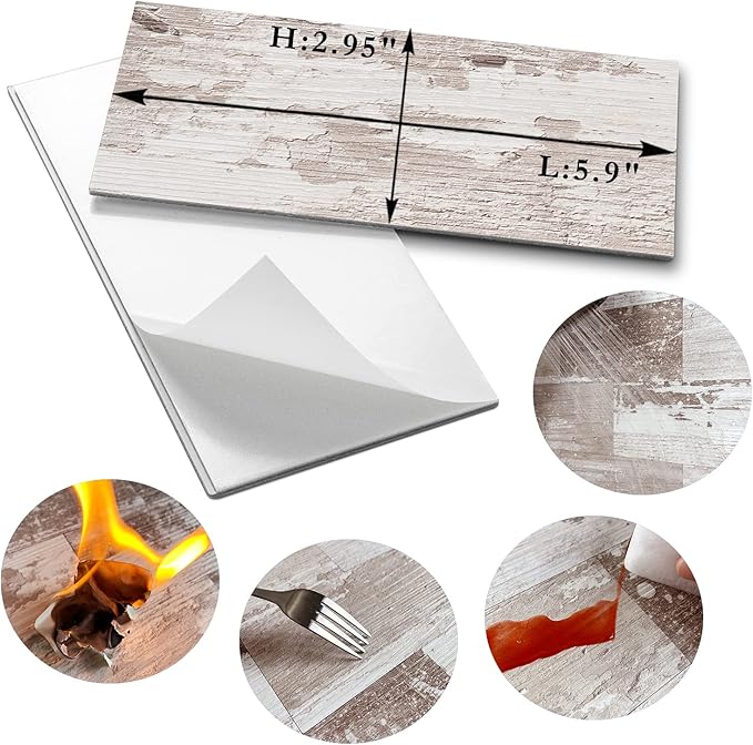 AULIGET 100 Piece Peel and Stick Backsplash PVC Tile, 3 Inch x 6 Inch Brown Birch Stick on Wall Tiles for Backsplash Kitchen, Bathroom, Laundry Room, Camper, Fireplace